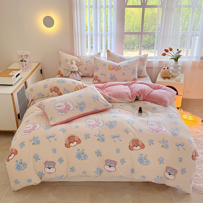 91家纺网 家纺一手货源 找家纺 慕梵家居2025新款雪花绒床笠 美好时光