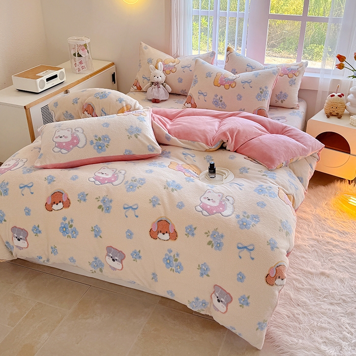 91家纺网 家纺一手货源 找家纺 慕梵家居2025新款雪花绒床笠 美好时光