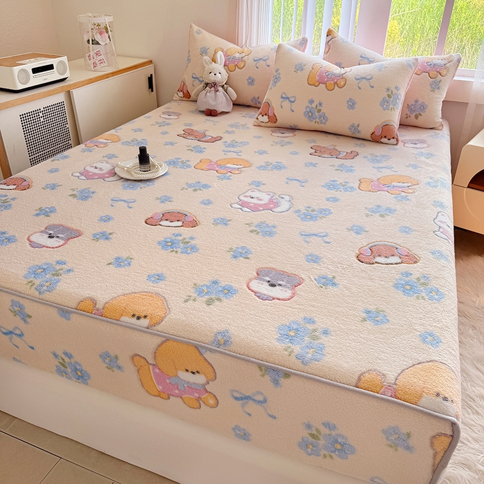 91家纺网 家纺一手货源 找家纺 慕梵家居2025新款雪花绒床笠 美好时光