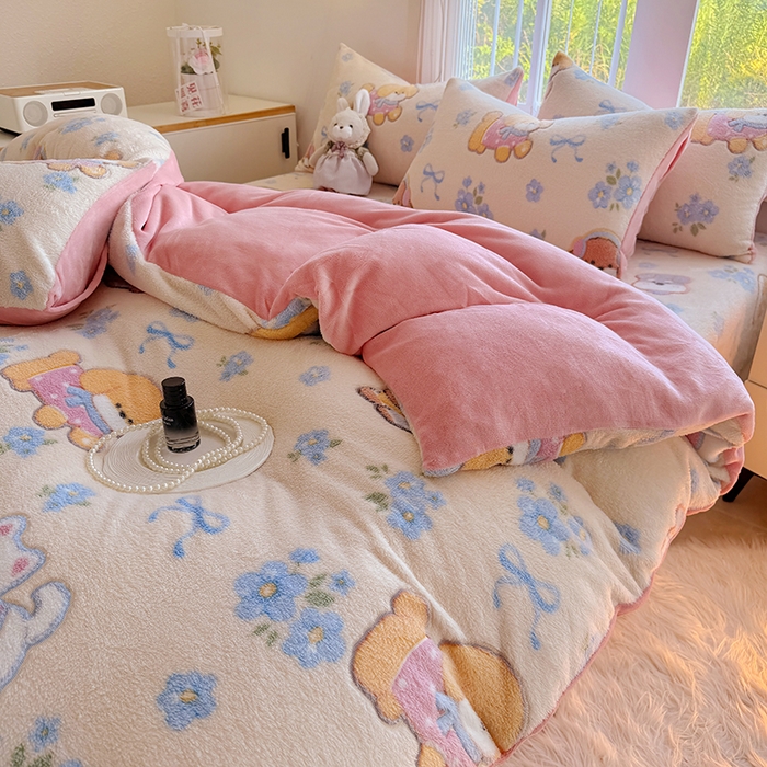 91家纺网 家纺一手货源 找家纺 慕梵家居2025新款雪花绒床笠 美好时光