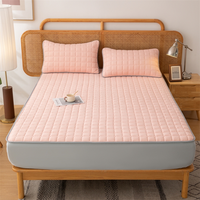拾小柒 2025新款A类原棉大豆纤维加厚床褥子床垫保护垫床笠款 浅桃粉