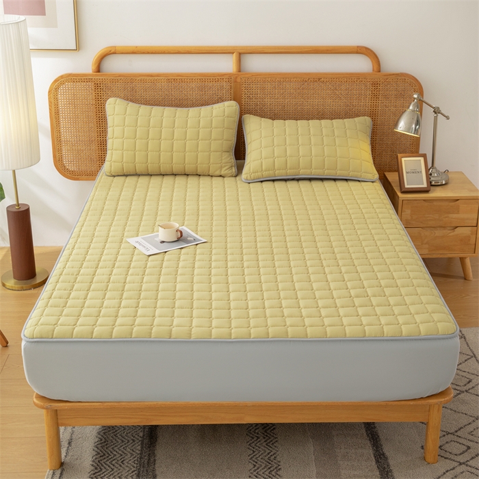 拾小柒 2025新款A类原棉大豆纤维加厚床褥子床垫保护垫床笠款 柠檬黄