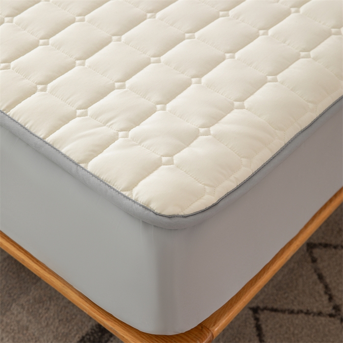 91家纺网 家纺一手货源 找家纺 拾小柒 2025新款A类原棉大豆纤维加厚床褥子床垫保护垫床笠款 浅米色