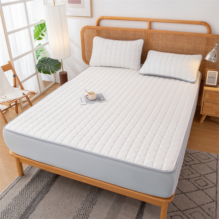 91家纺网 家纺一手货源 找家纺 拾小柒 2025新款A类原棉大豆纤维加厚床褥子床垫保护垫床笠款 象牙白