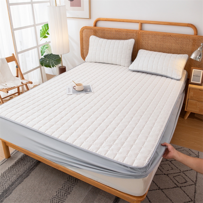 91家纺网 家纺一手货源 找家纺 拾小柒 2025新款A类原棉大豆纤维加厚床褥子床垫保护垫床笠款 象牙白