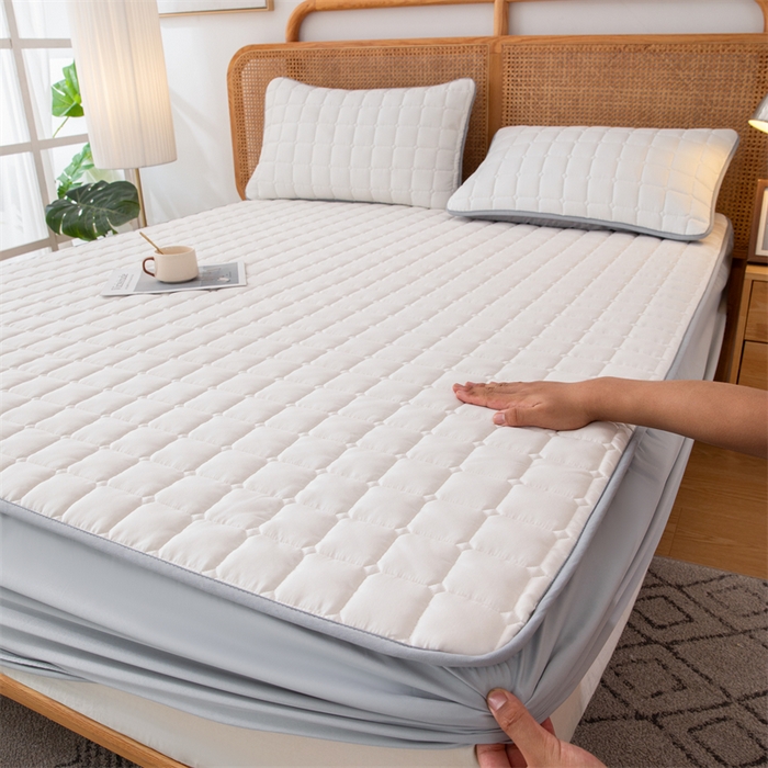 91家纺网 家纺一手货源 找家纺 拾小柒 2025新款A类原棉大豆纤维加厚床褥子床垫保护垫床笠款 象牙白