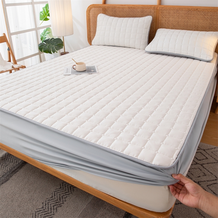 91家纺网 家纺一手货源 找家纺 拾小柒 2025新款A类原棉大豆纤维加厚床褥子床垫保护垫床笠款 象牙白