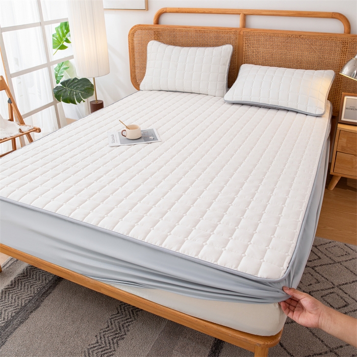 91家纺网 家纺一手货源 找家纺 拾小柒 2025新款A类原棉大豆纤维加厚床褥子床垫保护垫床笠款 象牙白