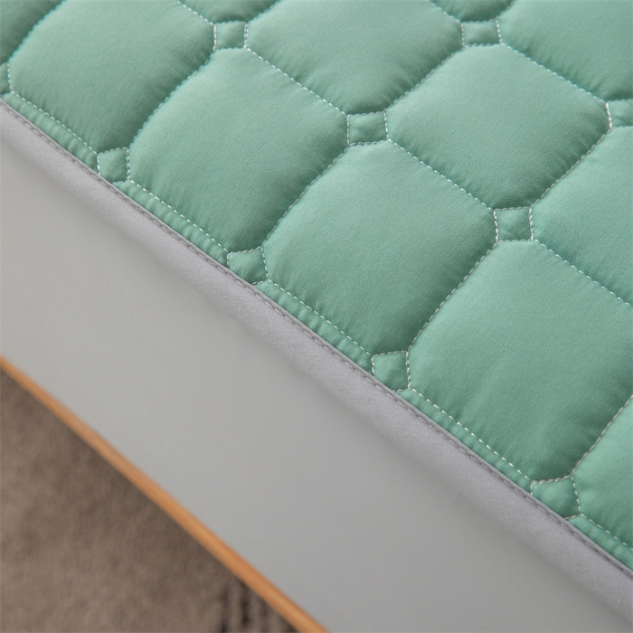 91家纺网 家纺一手货源 找家纺 拾小柒 2025新款A类原棉大豆纤维加厚床褥子床垫保护垫床笠款 潭水绿