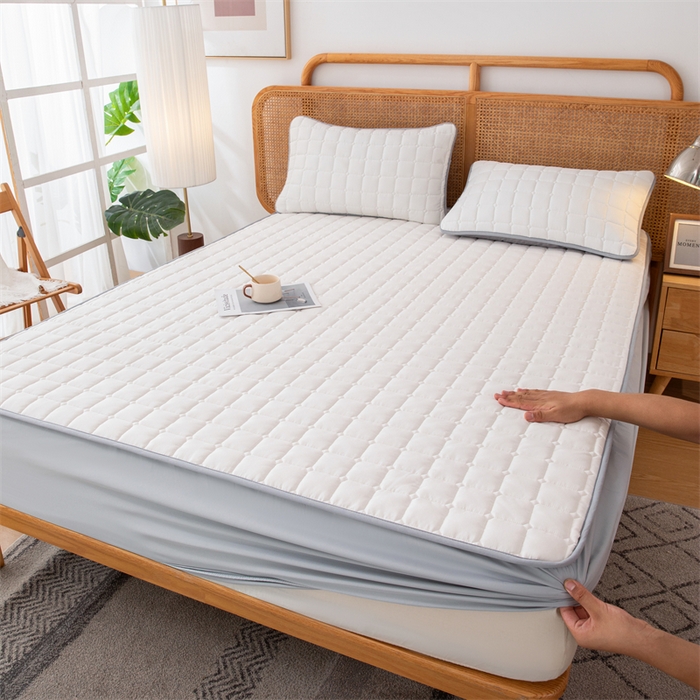 91家纺网 家纺一手货源 找家纺 拾小柒 2025新款A类原棉大豆纤维加厚床褥子床垫保护垫床笠款 象牙白