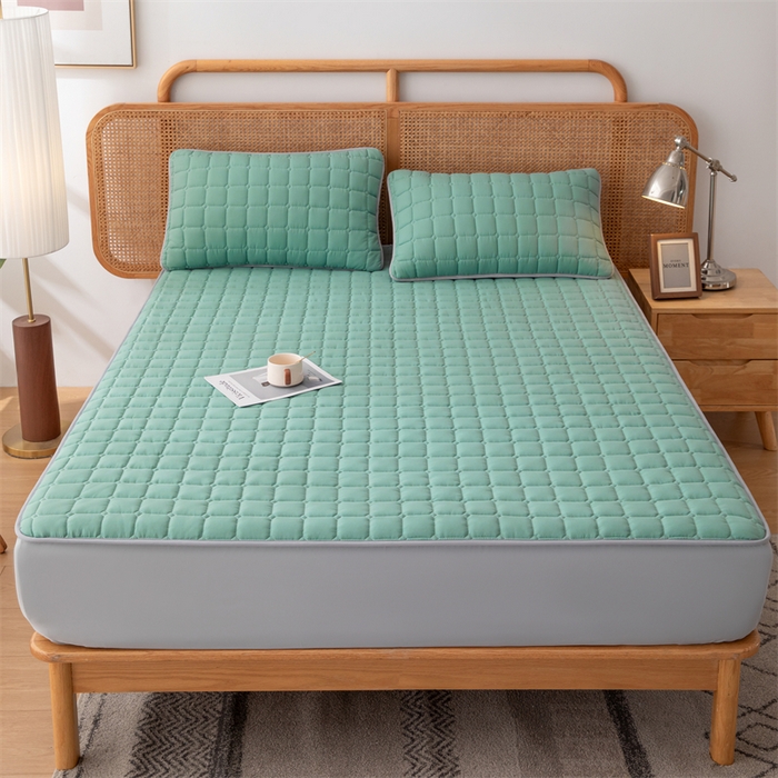 拾小柒 2025新款A类原棉大豆纤维加厚床褥子床垫保护垫床笠款 潭水绿