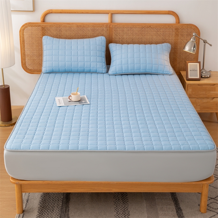 拾小柒 2025新款A类原棉大豆纤维加厚床褥子床垫保护垫床笠款 天空蓝