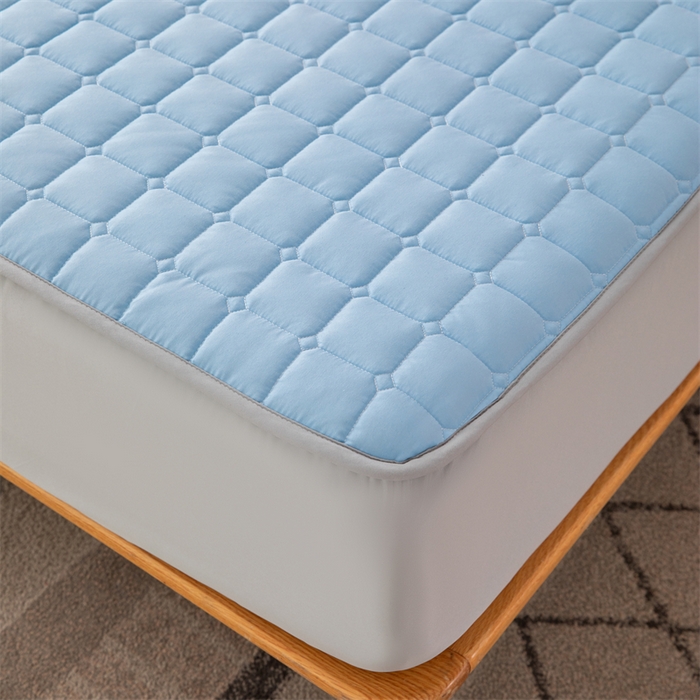 91家纺网 家纺一手货源 找家纺 拾小柒 2025新款A类原棉大豆纤维加厚床褥子床垫保护垫床笠款 天空蓝