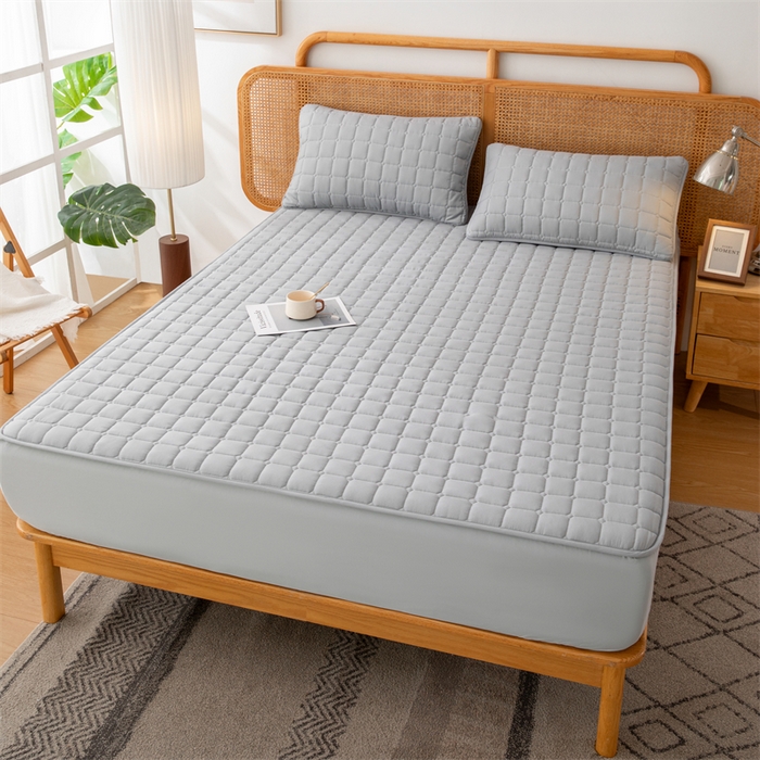 91家纺网 家纺一手货源 找家纺 拾小柒 2025新款A类原棉大豆纤维加厚床褥子床垫保护垫床笠款 落日灰