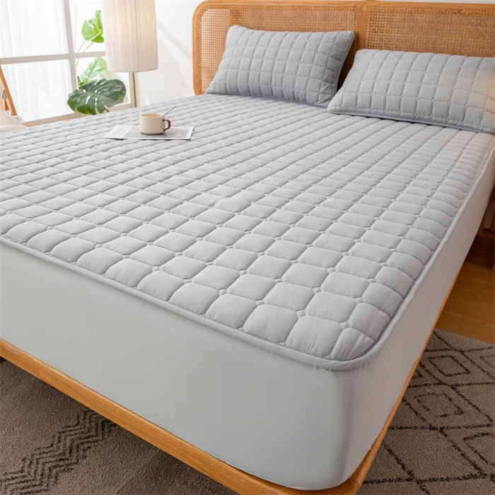 91家纺网 家纺一手货源 找家纺 拾小柒 2025新款A类原棉大豆纤维加厚床褥子床垫保护垫床笠款 落日灰