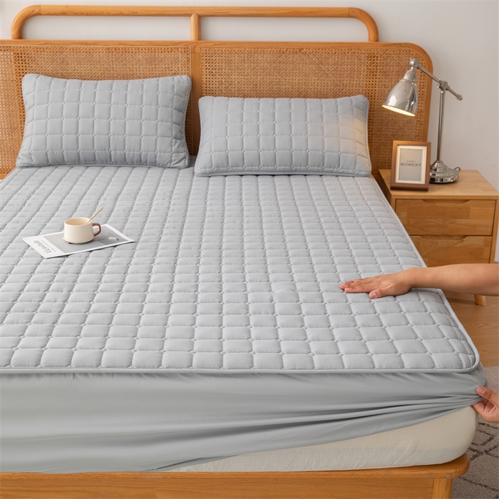 91家纺网 家纺一手货源 找家纺 拾小柒 2025新款A类原棉大豆纤维加厚床褥子床垫保护垫床笠款 落日灰