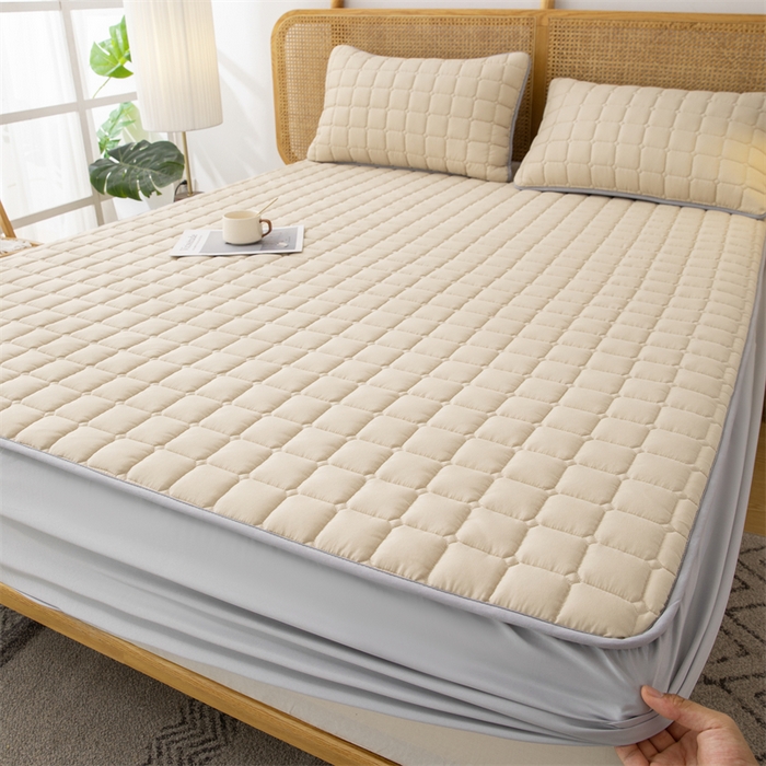 91家纺网 家纺一手货源 找家纺 拾小柒 2025新款A类原棉大豆纤维加厚床褥子床垫保护垫床笠款 浅咖色