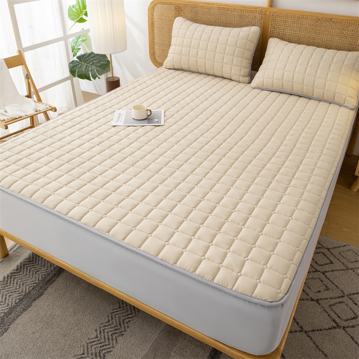 91家纺网 家纺一手货源 找家纺 拾小柒 2025新款A类原棉大豆纤维加厚床褥子床垫保护垫床笠款 浅咖色