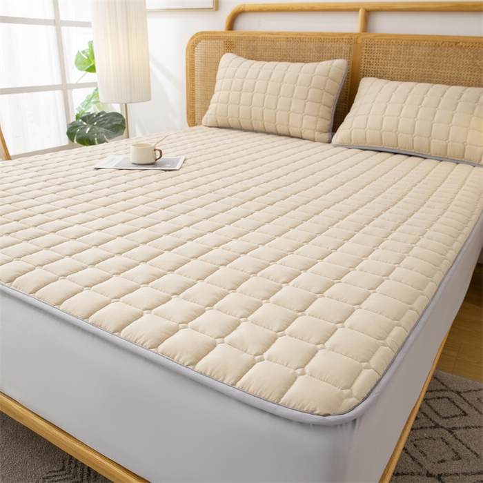 91家纺网 家纺一手货源 找家纺 拾小柒 2025新款A类原棉大豆纤维加厚床褥子床垫保护垫床笠款 浅咖色