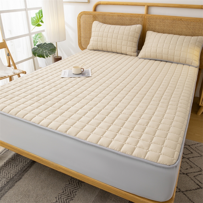 91家纺网 家纺一手货源 找家纺 拾小柒 2025新款A类原棉大豆纤维加厚床褥子床垫保护垫床笠款 浅咖色