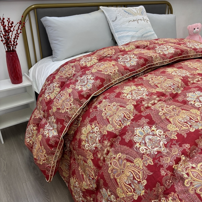 91家纺网 家纺一手货源 找家纺 太阳羽家纺 2025新款莱赛丝印花被加厚保暖被 百年好合