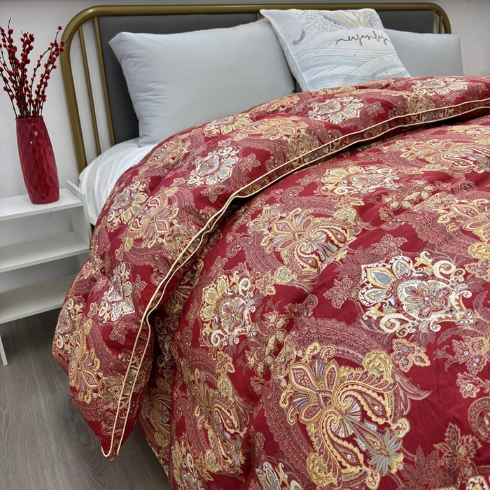 91家纺网 家纺一手货源 找家纺 太阳羽家纺 2025新款莱赛丝印花被加厚保暖被 百年好合