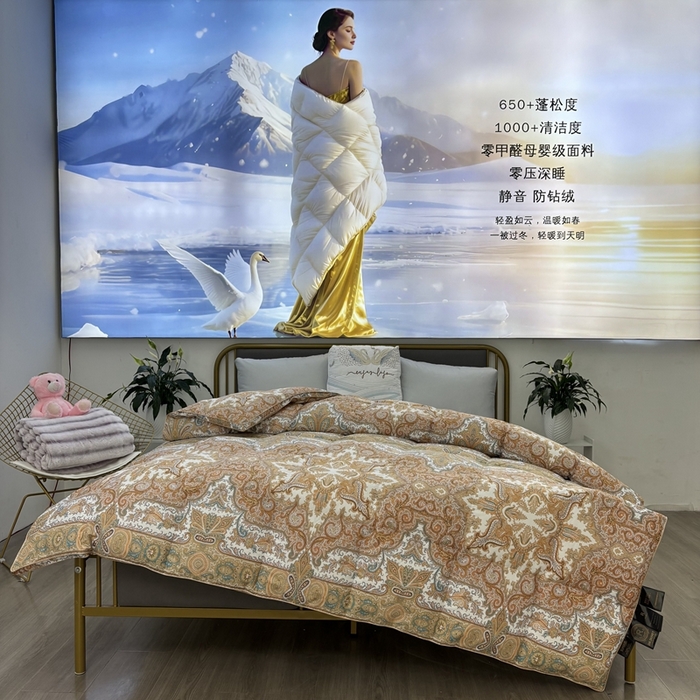 91家纺网 家纺一手货源 找家纺 太阳羽家纺 2025新款莱赛丝印花被加厚保暖被 卡罗风情