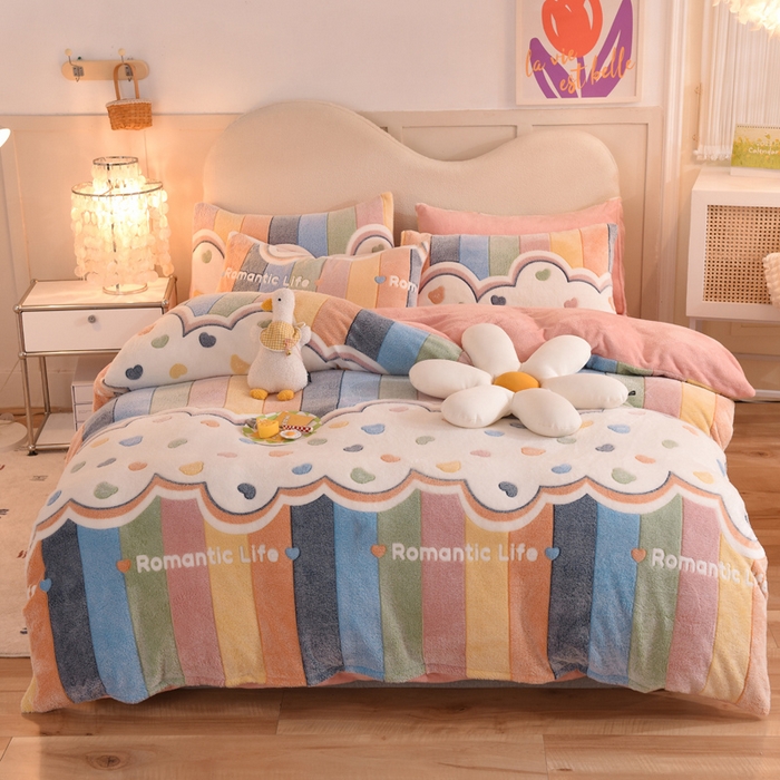 慕梵家居2025新款雪花绒被套 彩虹