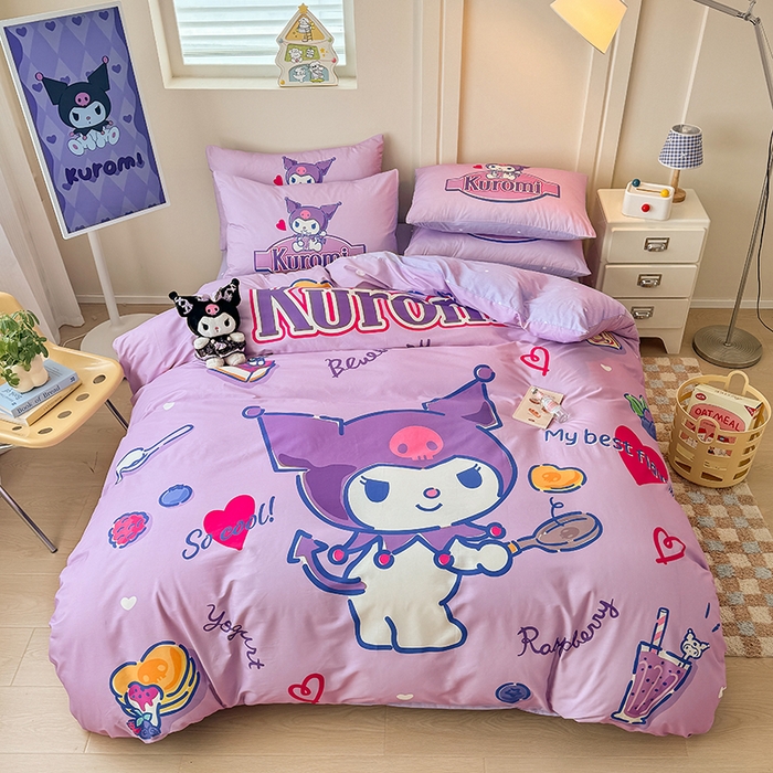 91家纺网 家纺一手货源 找家纺 （总）玉元坊 2025新款大版三丽鸥系列全棉纯棉床单纯棉床裙三四件套简约款