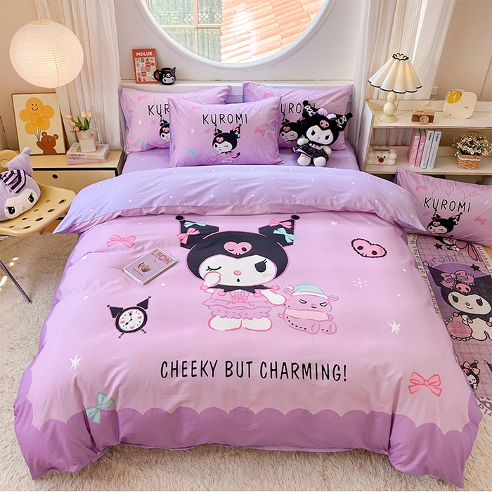 91家纺网 家纺一手货源 找家纺 （总）玉元坊 2025新款大版三丽鸥系列全棉纯棉床单纯棉床裙三四件套简约款