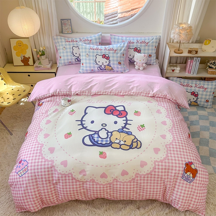 91家纺网 家纺一手货源 找家纺 （总）玉元坊 2025新款大版三丽鸥系列全棉纯棉床单纯棉床裙三四件套简约款