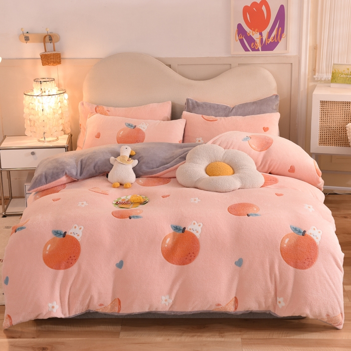 慕梵家居2025新款雪花绒被套 心想事橙