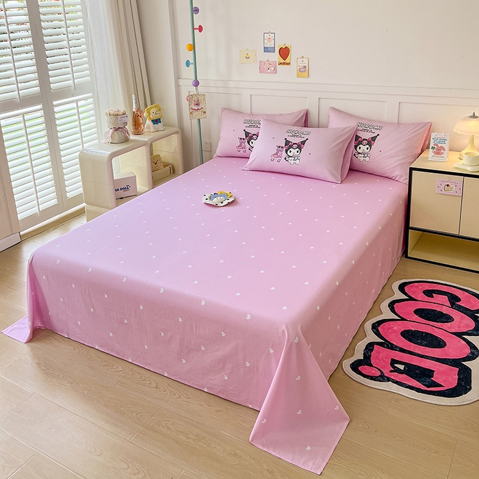 91家纺网 家纺一手货源 找家纺 （总）玉元坊 2025新款大版三丽鸥系列全棉纯棉床单纯棉床裙三四件套简约款