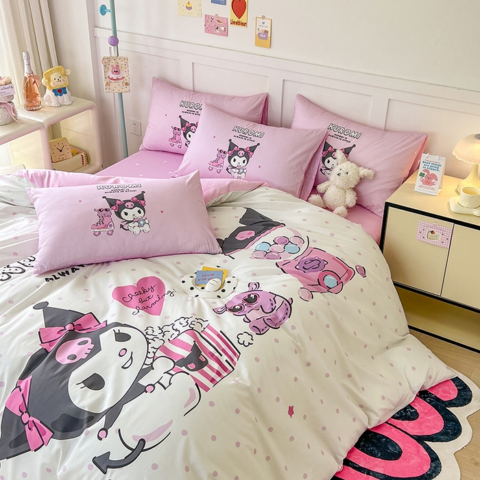 91家纺网 家纺一手货源 找家纺 （总）玉元坊 2025新款大版三丽鸥系列全棉纯棉床单纯棉床裙三四件套简约款