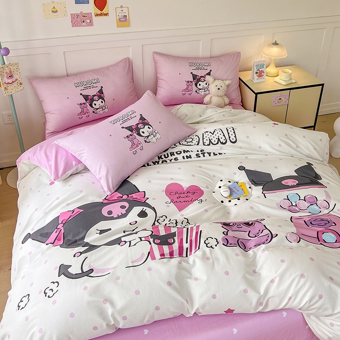 91家纺网 家纺一手货源 找家纺 （总）玉元坊 2025新款大版三丽鸥系列全棉纯棉床单纯棉床裙三四件套简约款