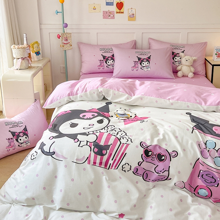 91家纺网 家纺一手货源 找家纺 （总）玉元坊 2025新款大版三丽鸥系列全棉纯棉床单纯棉床裙三四件套简约款