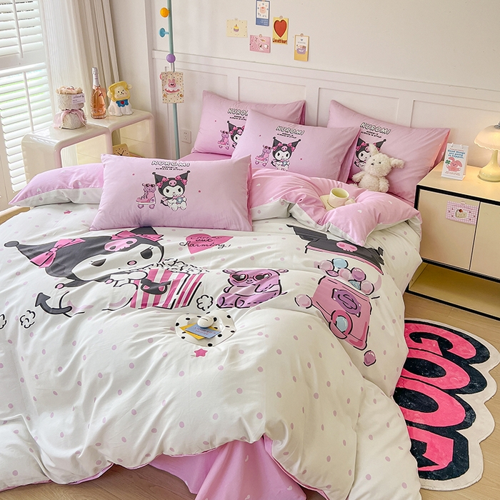 91家纺网 家纺一手货源 找家纺 （总）玉元坊 2025新款大版三丽鸥系列全棉纯棉床单纯棉床裙三四件套简约款