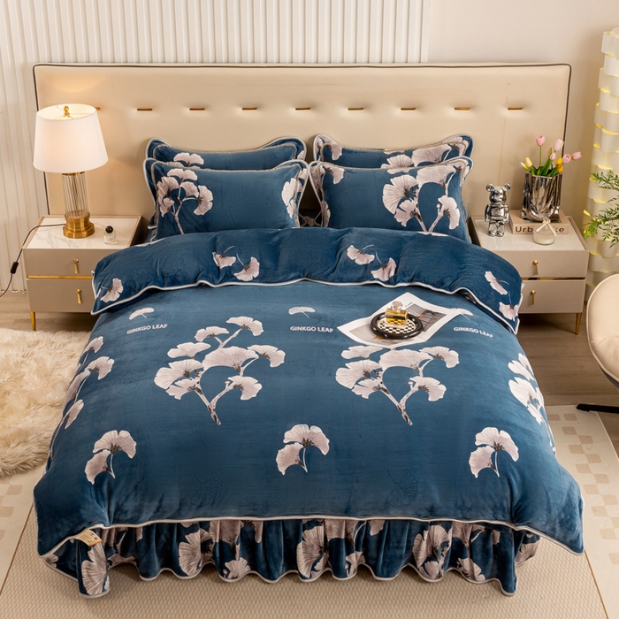 91家纺网 家纺一手货源 找家纺 （总）博兰蒂 2025新款床裙款高克重牛奶绒印花四件套