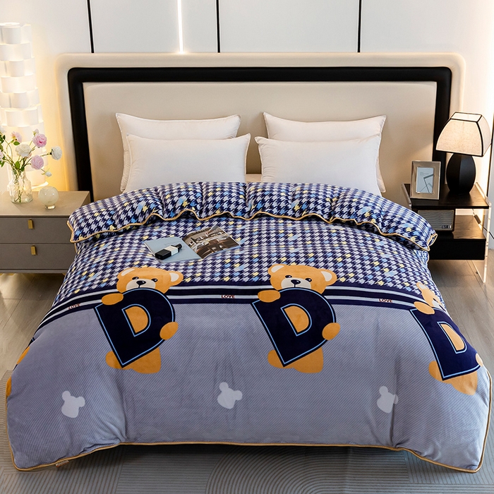 91家纺网 家纺一手货源 找家纺 （总）博兰蒂 2025新款床裙款高克重牛奶绒印花单被套