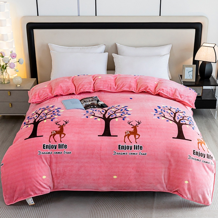 91家纺网 家纺一手货源 找家纺 （总）博兰蒂 2025新款床裙款高克重牛奶绒印花单被套