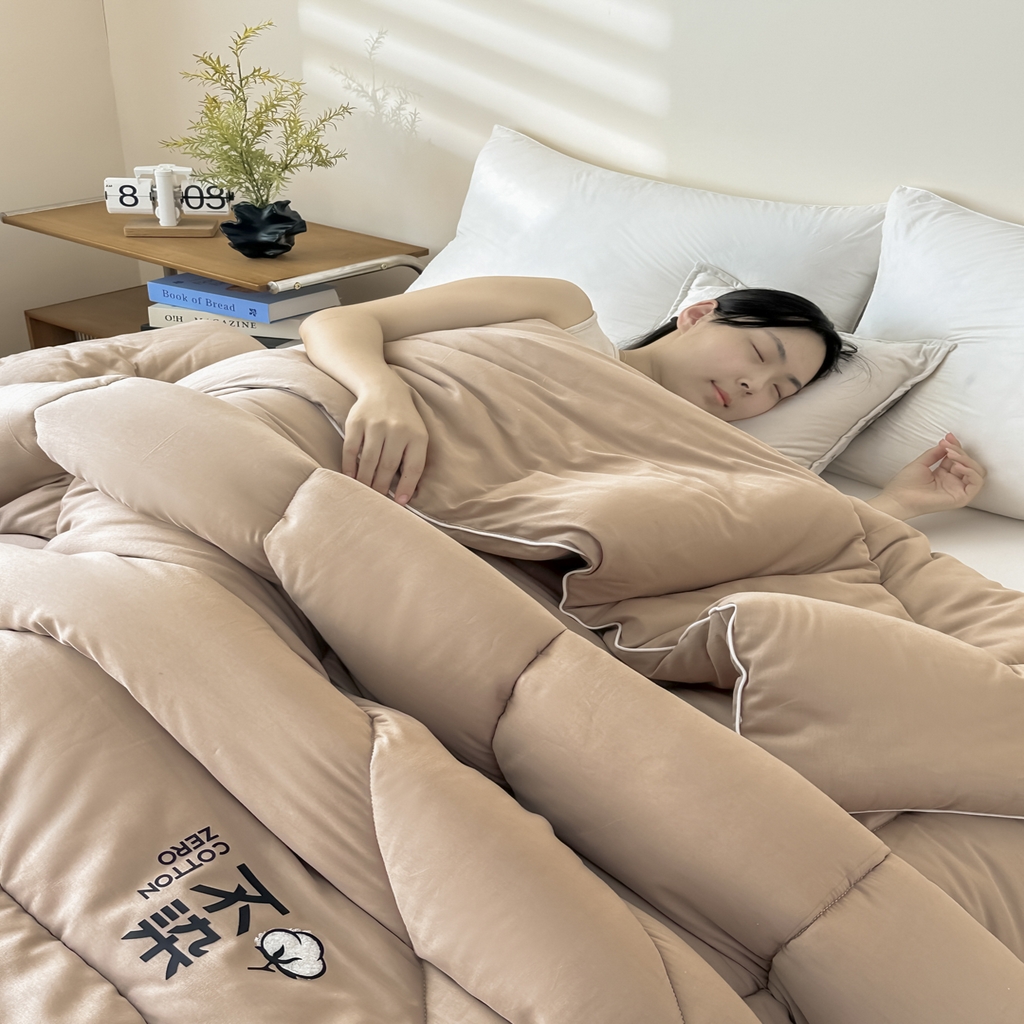 91家纺网 家纺一手货源 找家纺 尊妙被业2026新款全棉棉花被-云朵不染	 云朵不染-全棉卡其