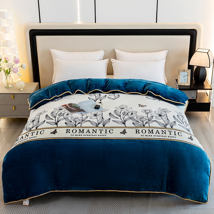 91家纺网 家纺一手货源 找家纺 （总）博兰蒂 2025新款床裙款高克重牛奶绒印花单被套