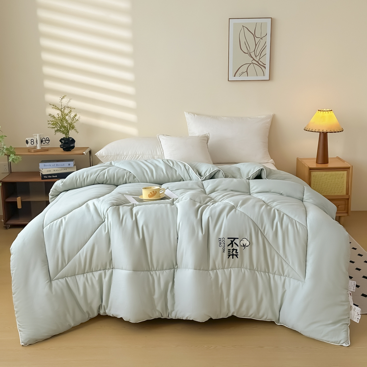 91家纺网 家纺一手货源 找家纺 尊妙被业2026新款全棉棉花被-云朵不染	 云朵不染-全棉绿