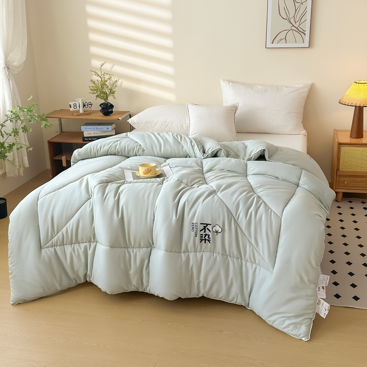 91家纺网 家纺一手货源 找家纺 尊妙被业2026新款全棉棉花被-云朵不染	 云朵不染-全棉绿