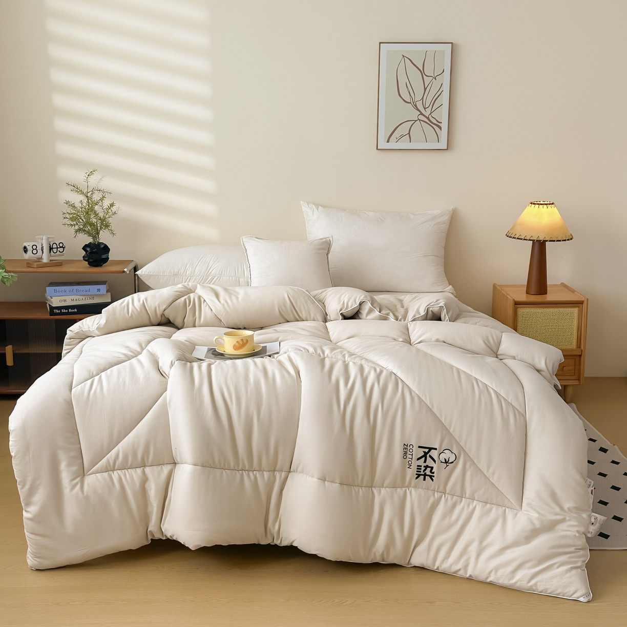 91家纺网 家纺一手货源 找家纺 尊妙被业2026新款全棉棉花被-云朵不染	 云朵不染-全棉米驼