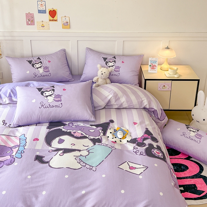 91家纺网 家纺一手货源 找家纺 玉元坊 2025新款大版三丽鸥系列全棉纯棉床单纯棉床裙三四件套简约款 糖果