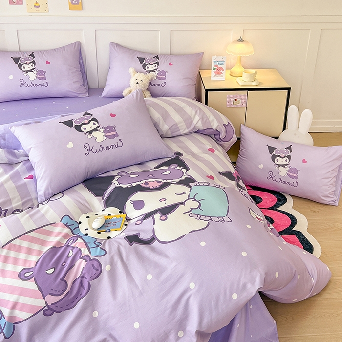 91家纺网 家纺一手货源 找家纺 玉元坊 2025新款大版三丽鸥系列全棉纯棉床单纯棉床裙三四件套简约款 糖果