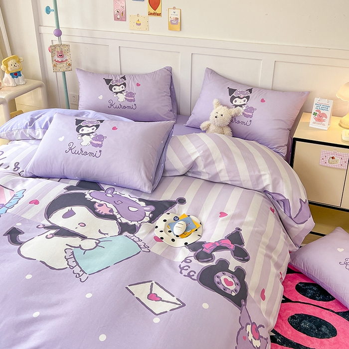 91家纺网 家纺一手货源 找家纺 玉元坊 2025新款大版三丽鸥系列全棉纯棉床单纯棉床裙三四件套简约款 糖果