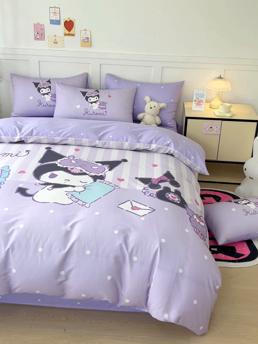 91家纺网 家纺一手货源 找家纺 玉元坊 2025新款大版三丽鸥系列全棉纯棉床单纯棉床裙三四件套简约款 糖果