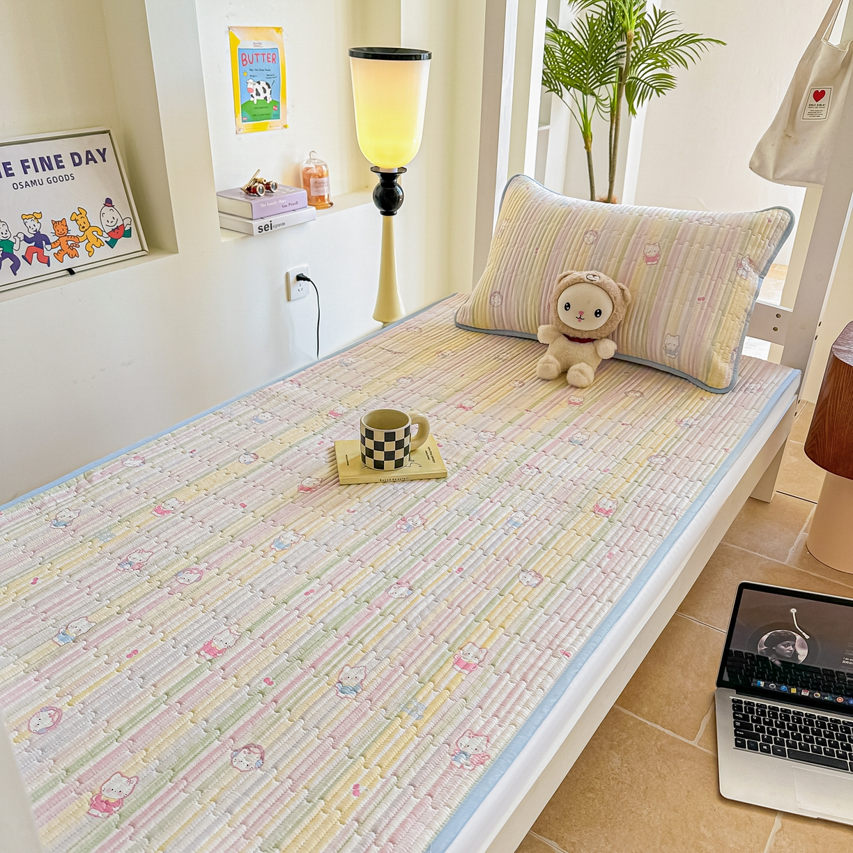 91家纺网 家纺一手货源 找家纺 恒尚居 2025新款A类全棉印花夹棉床盖四季款-系列一 【彩虹猫】全棉-四季款